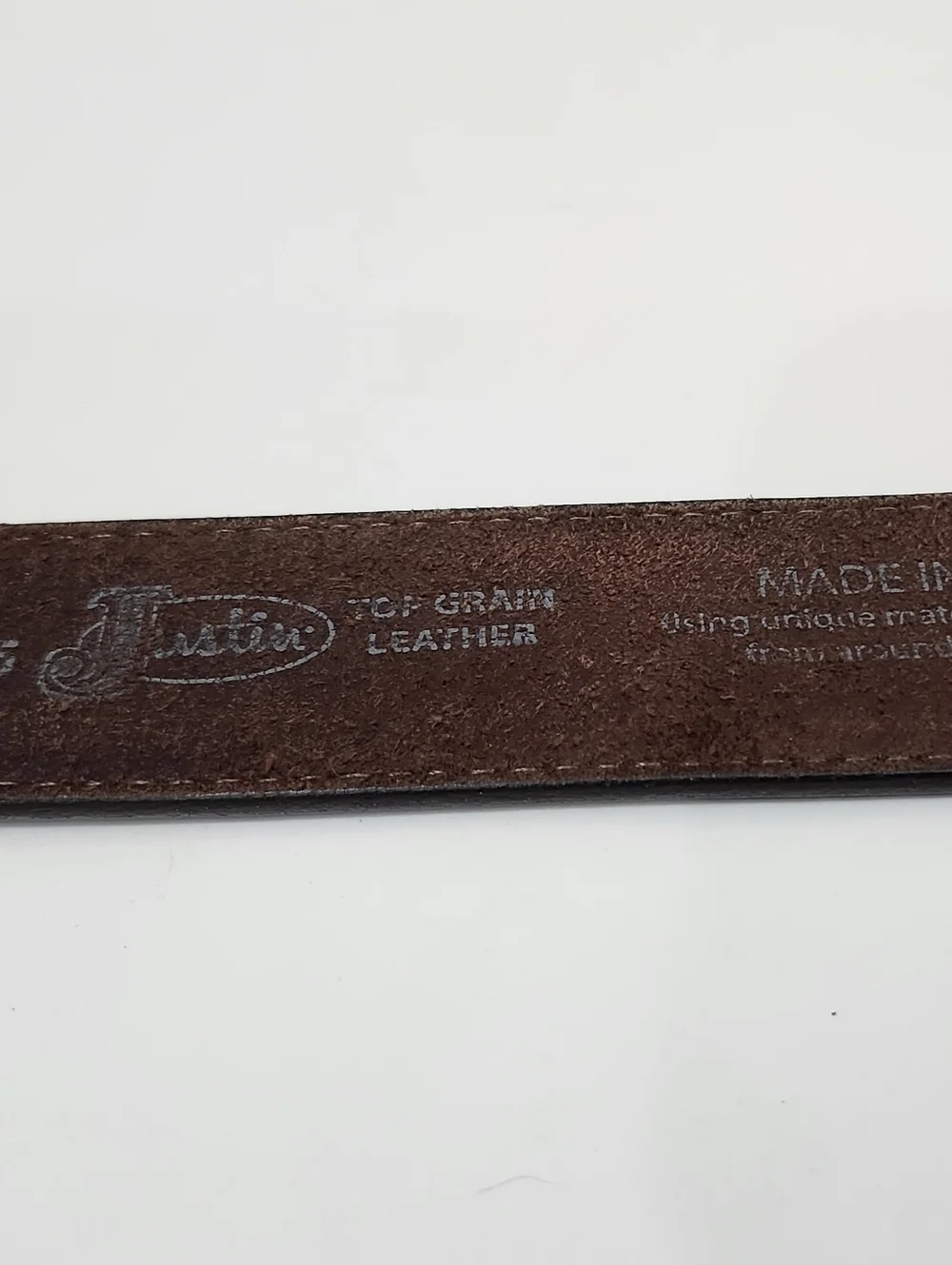 Justin Boots Bent Rail Leather Bomber Belt Brown Men's 38 1.5